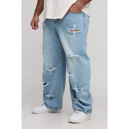 Plus Rigid Star Versleten Jeans met lossere pasvorm | Ice Blue | Size 46