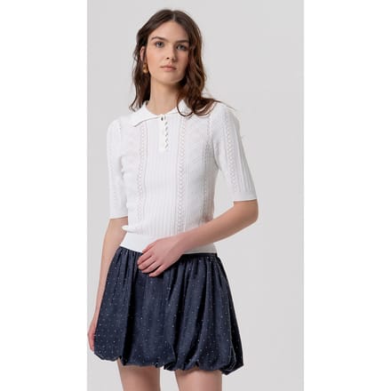 polo met perforaties vrouw creme