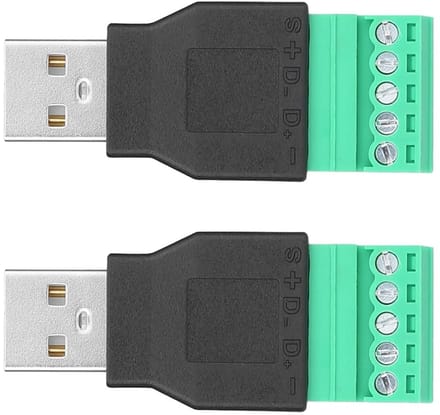 USB-stekkeradapter 2 stuks - 5-polige schroefklemadapter voor eenvoudige verbinding