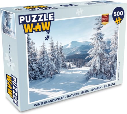 Puzzel Winterlandschap - Natuur - Berg - Bomen - Sneeuw - Legpuzzel - Puzzel 500 stukjes