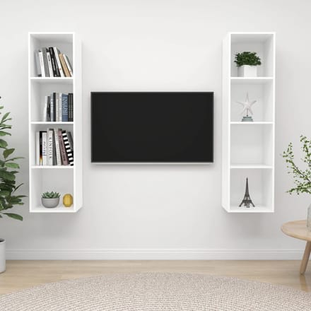 vidaXL - Tv-wandmeubelen - 2 - st - bewerkt - hout - wit