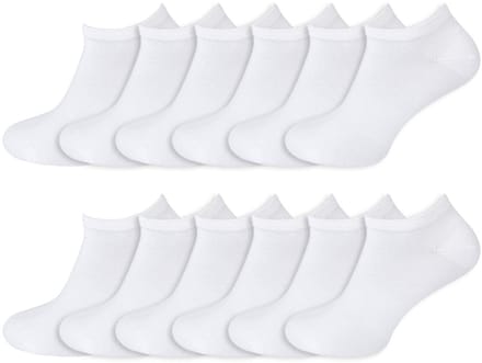 Sneakersokken | Bamboe | Dames & Heren | Kleur: Wit | Maat: 35 t/m 46 | 12 Paar