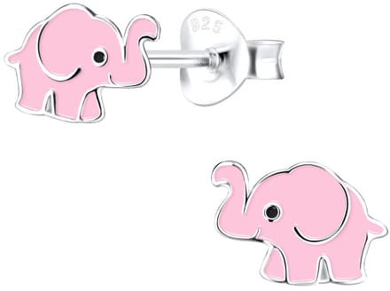 Joy|S - Zilveren olifant oorbellen - roze - 9 x 6 mm