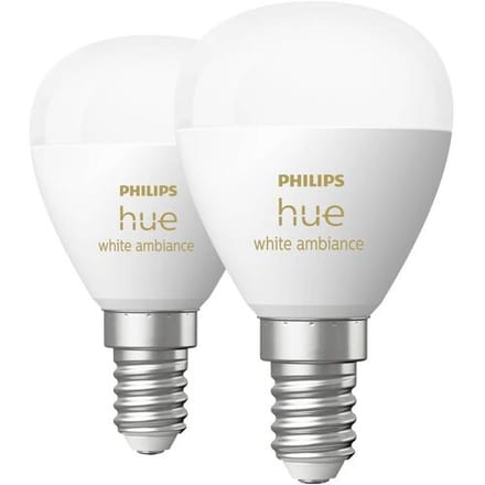 Philips Hue LED lamp - kogellamp - E14 fitting - bevat 2 lampen - aanpasbaar wit licht - slimme verlichting