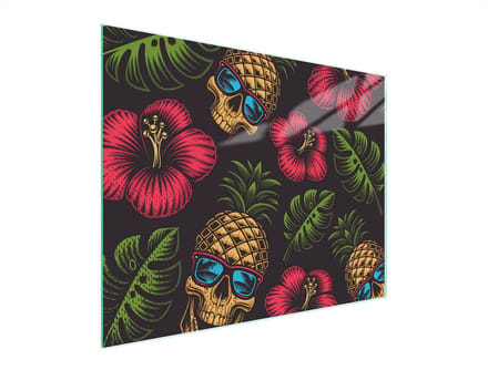 TMK ArtDeko - Snijplank van gehard glas - 52x40 cm - Antislip - Ananasprint