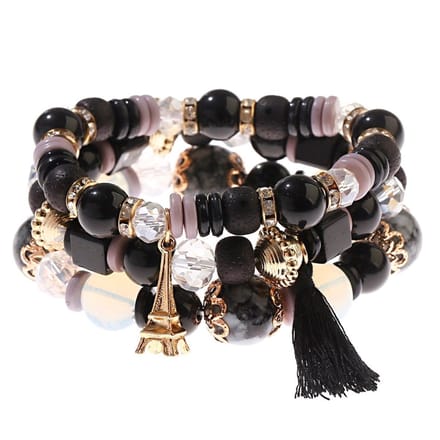 Fako Bijoux® - Armband Set - Boho - Bohemian - Eiffeltoren - Zwart