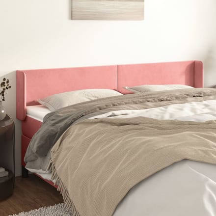vidaXL - Hoofdbord - met - randen - 203x16x78/88 - cm - fluweel - roze