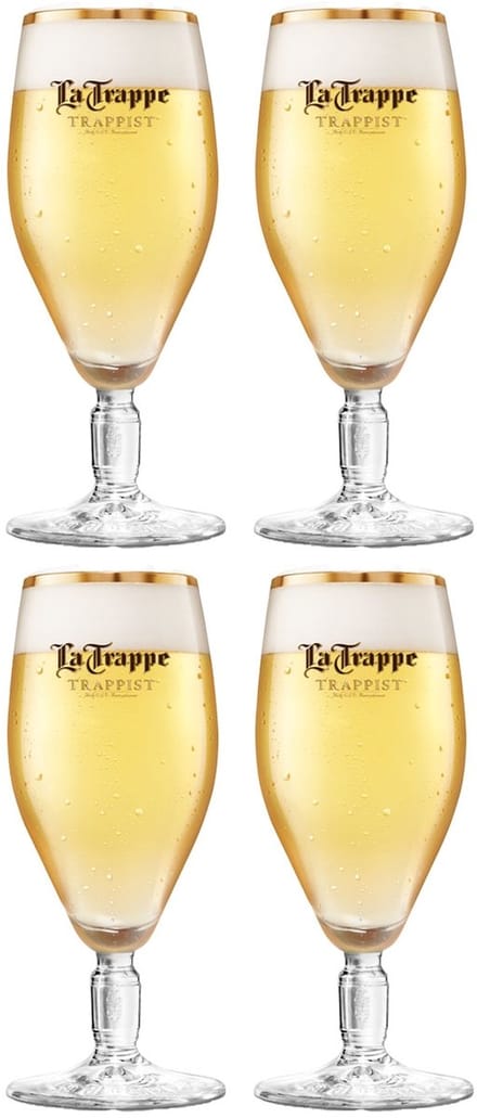 La Trappe Bierglazen 30cl - Transparant Voetglas - Set van 4 Stuks - Ideaal voor Trappistenbier