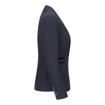 Dames getailleerde tweed marineblauwe geruite blazer wollen jas