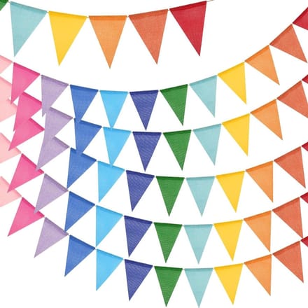 Jute Vlaggetjes - Slinger Wimpels - Feest Decoratie - Voorgemonteerd - 20 Meter - Kleurrijk