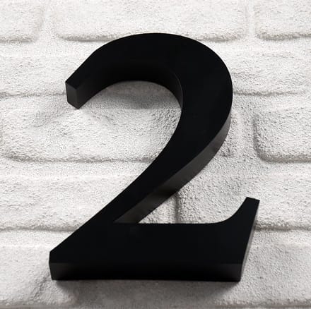 Promessa-Design - Huisnummer 2 RVS Zwart 3D Bold - Hoogte 25 cm - Dikte 3 cm - Type 3D/25/Zwart/2/RomaBold.