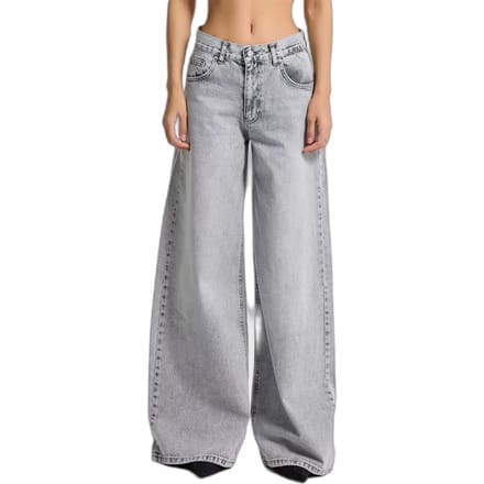 It's Basic - ELENA PALAZZO MID RISE JEANS - LIGHT GRAY