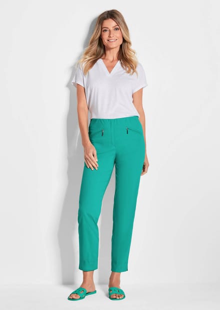 7/8-broek LOUISA van bengaline - groen - Gr. 40 van Goldner Fashion