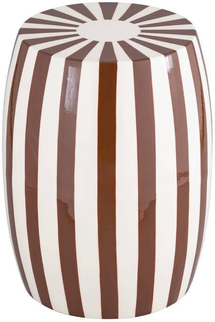 sweeek - Bijzettafel, nachtkastje van gestreept geëmailleerd staal ø35 x h 46cm - mizzy