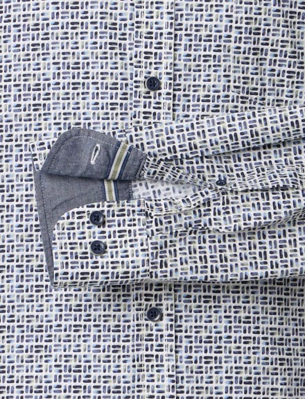 casual overhemd Casa Moda Casual Fit donkerblauw geprint