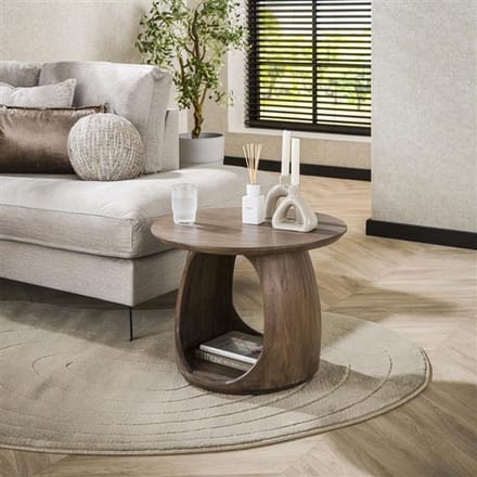 Hoyz Collection - Bijzettafel Flow Solid M - Massief Acacia Glaze Brown
