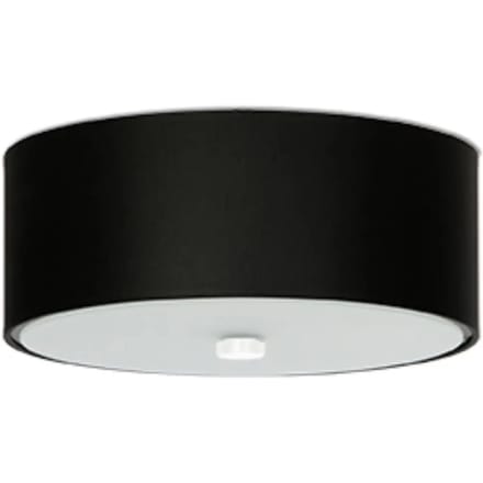 Plafondlamp SKALA 30 met ronde stoffen kap en glas - Sollux Lighting - IP20 - Zwart stof/glas/staal behuizing - 30 x 30 x 22 cm - 3 x E27 LED, exclusief lichtbron - 3 x 15 W - Minimalistische plafondlamp voor woonkamer, slaapkamer en eetkamer