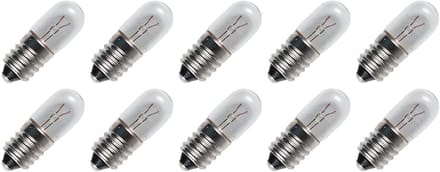 Signaallamp E10 6V 3W - 500 mAh - 10 stuks - T10 Gloeilamp Ø10mm - 28mm - 2500K - Dimbaar