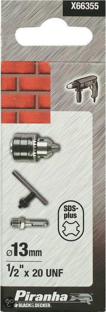 Piranha Combinatie van Boorkop+sleutel & SDS+adaptor 13mm X66355