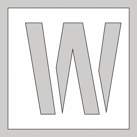 Spuitsjabloon letter W - dibond 500 x 500 mm