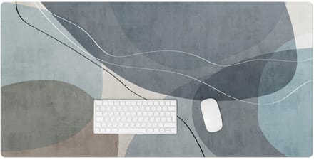 Wallfluent - Abstracte Golven Bureau Onderlegger - 120x60 cm - Blauw Bureau Onderlegger Groot - Boho-patroon Onderlegger Bureau - Computer Mat - Slaapkamer Decoraties - Onderlegger Bureau