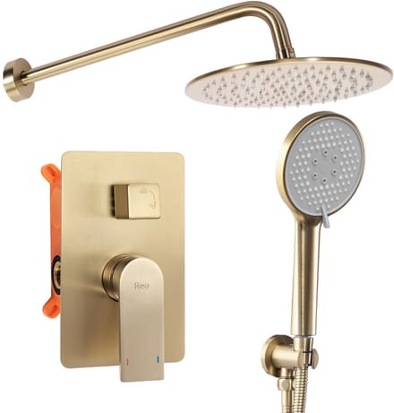 Rea Verso - Inbouwdoucheset - Geborsteld Goud + Box - 48X25X35Cm