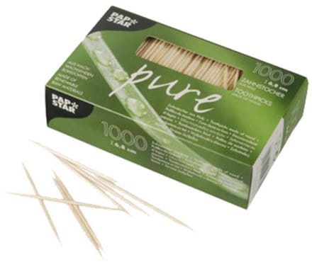 PAPSTAR tandenstokers hout rond 65mm 300 stuks