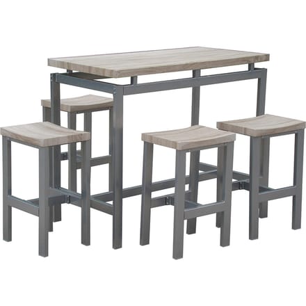 FurniStyle Eetkamerset 5-delig Davos – Bartafel Met 4 Krukken