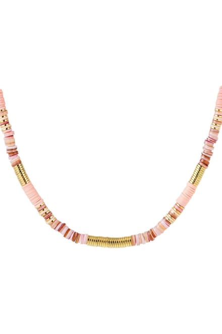 Ketting verschillende kralen Roze polymer clay