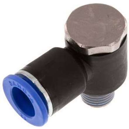 12mm x R1/4'' 90 graden L-vorm Messing/PA 66 Insteekfitting Buitendraad Draaibaar NBR