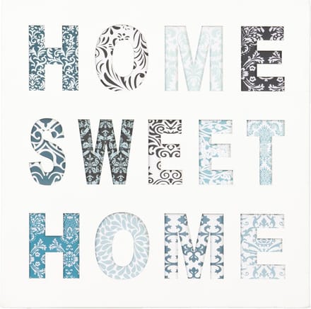 Clayre & Eef 62818 - Tekstbord - Hout -  40 x 2 x 40 cm - mdf - Home Sweet Home