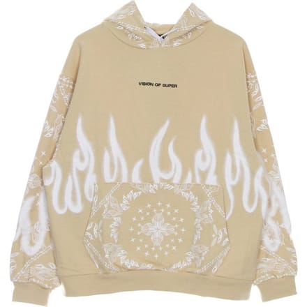 Lichtgewicht sweatshirt met capuchon en bandanaprint voor heren, beige