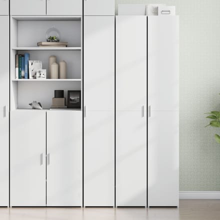 vidaXL - Hoge - kast - 30x42,5x185 - cm - bewerkt - hout - wit