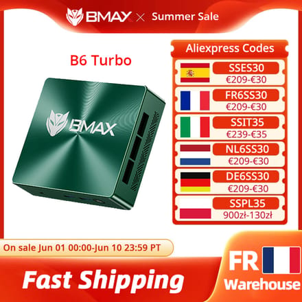 2026 Nieuw Model BMAX B6 Turbo Mini PC 16GB DDR4 (tot 32GB) 512GB SSD (2x M.2 SSD-slots) Intel Core I5 8257U Processor Win11 Pro Dual SSD 4K Mini Desktop Computer