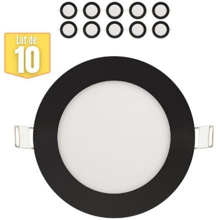 Set van 10 dimbare LED panelen 6W 6400K 270lm Zwart IP20 zwart
