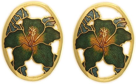 Behave - Oorclips dames - bloemmotief - groen - 2,7 cm
