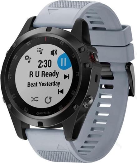 Shop4 - Garmin Fenix 5X Bandje (ook Plus) - Siliconen Grijs