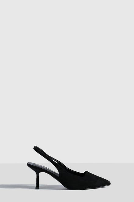 boohoo Dames Low Stiletto Slingback Court Shoe | Black | Maat: 3