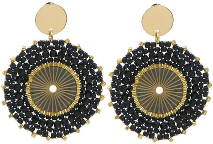 Oorbellen met glaskralen – zwart – 5x4 cm