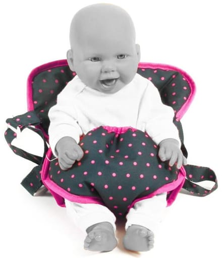 Poppendraagdoek, stippen marine-roze