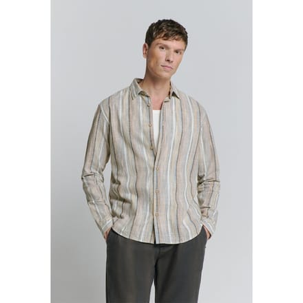 No Excess Shirt Slub Multi Coloured Stripes Blue Maat: M | Casual Overhemden Outlet | Heren | Blauw