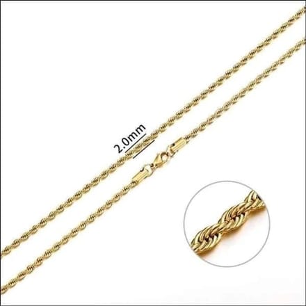Halsketting - Goudkleurige koordschakel ketting - 2mm - 65cm