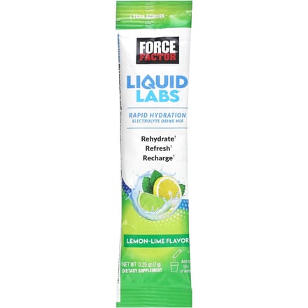 Force Factor, Liquid Labs™, mélange pour boisson électrolytique à hydratation rapide, citron-citron vert, 1 bâtonnet, 0,25 oz (7 grammes)