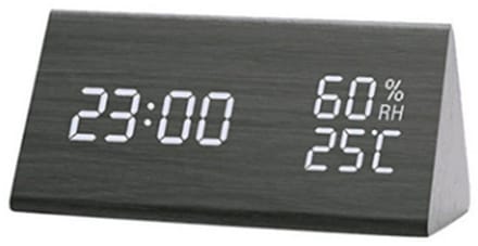 LED houten wekker, met temperatuur en vochtigheid