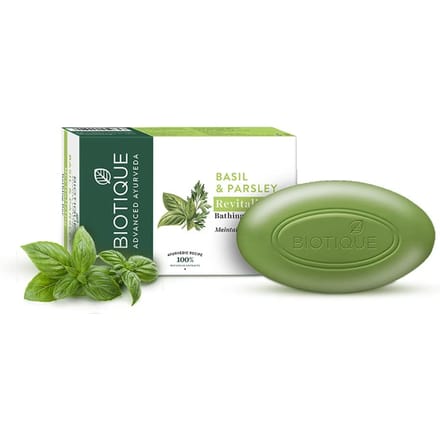 Biotique Basilicum Peterselie Ayurvedische Zeepreep 75g pH-gebalanceerd Natuurlijke Plantaardige Extracten Voor Alle Huidtypen gray
