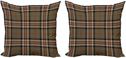 ABAKUHAUS Geruit kussenhoezen-set – 2x60x60 cm – microvezel