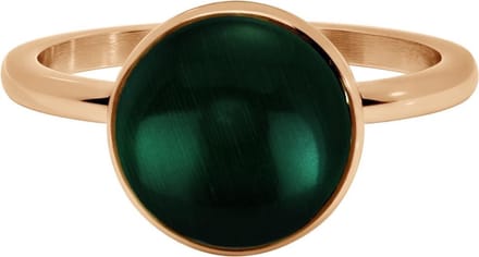 Quiges Stapelring Dames - Vulring - RVS Roségoudkleurig met Groene Cateye - Maat 21 - Hoogte 2mm