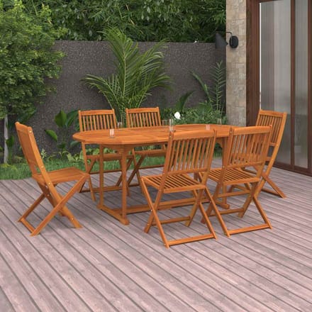 vidaXL - 7-delige - Tuinset - 180x90x75 - cm - massief - acaciahout