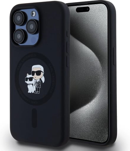 Karl Lagerfeld Silicone Karl&Choupette MagSafe case for iPhone 15 Pro - black