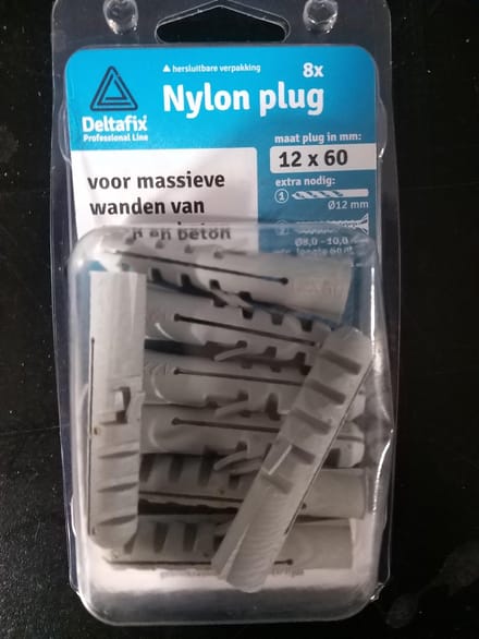 Deltafix nylon plug grijs 12 x 60 mm 8 st.